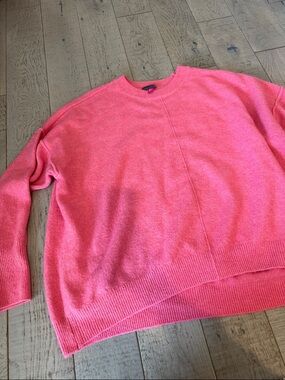 Vince Camuto Pink Ribbed Crewneck Sweater
